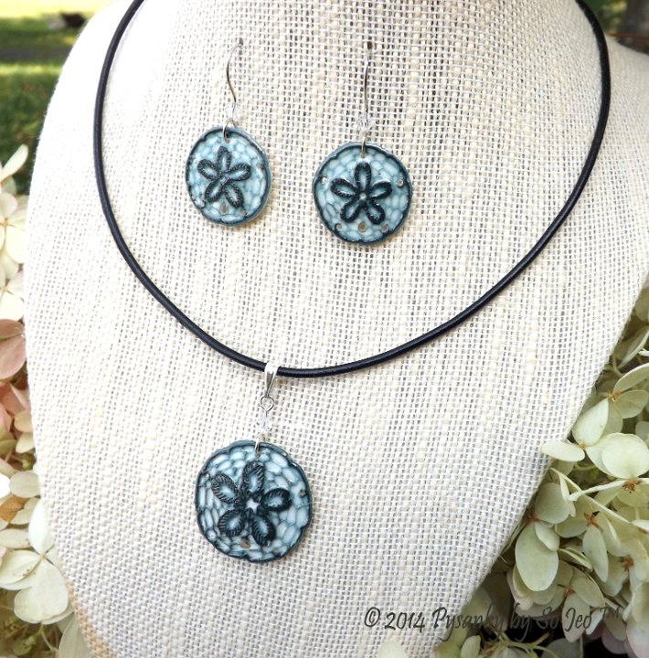 Sand Dollars Etched Emu Egg Pysanky Jewelry by So Jeo